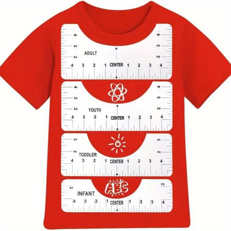 4Pcs Set T Shirt Alignment Ruler with Size Chart DIY Drawing Template Craft Tool Drafting