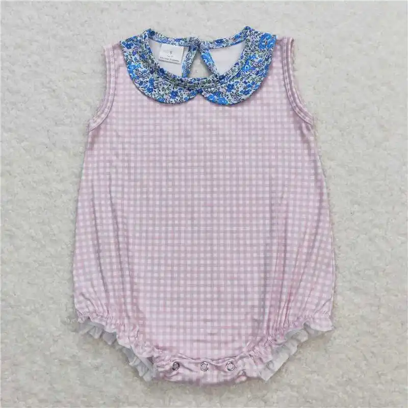 Kids Matching Clothes  Sleeveless Romper And Set Lattice Print Children Sibling Sister And Brother Outfits