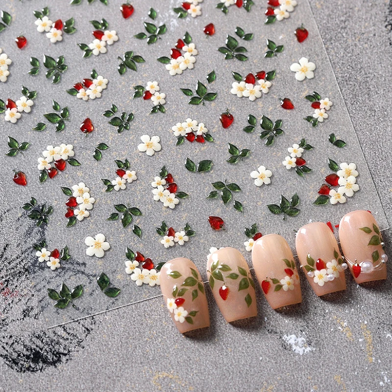 Colorful Jelly Mini White Daisy Lily Flower Charm Peony Rose Camellia Jasmine Chinese Spring New Nail Art Sticker Manicure Decal