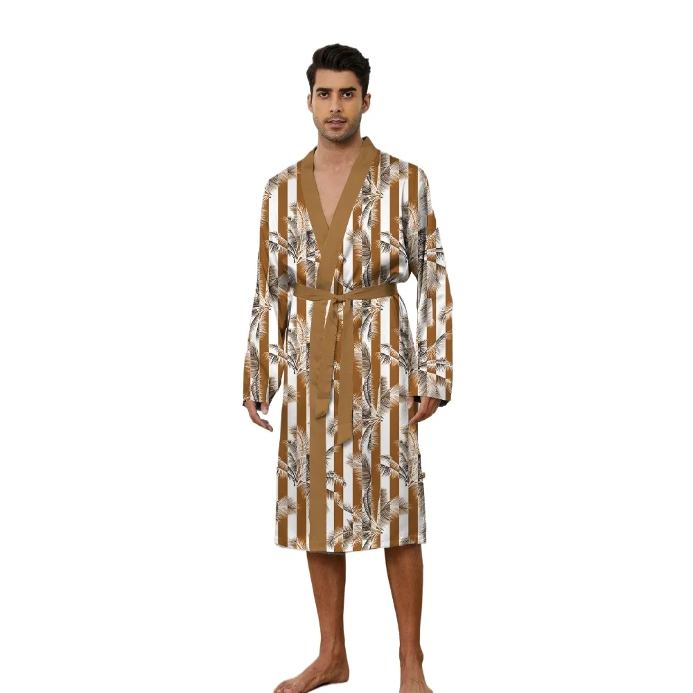 2025年春 メンズ デジタルプリントロングローブ、レジャー、エンターテイメント、睡眠に必須のアイテム 秋用ローブ 面白いパジャマ