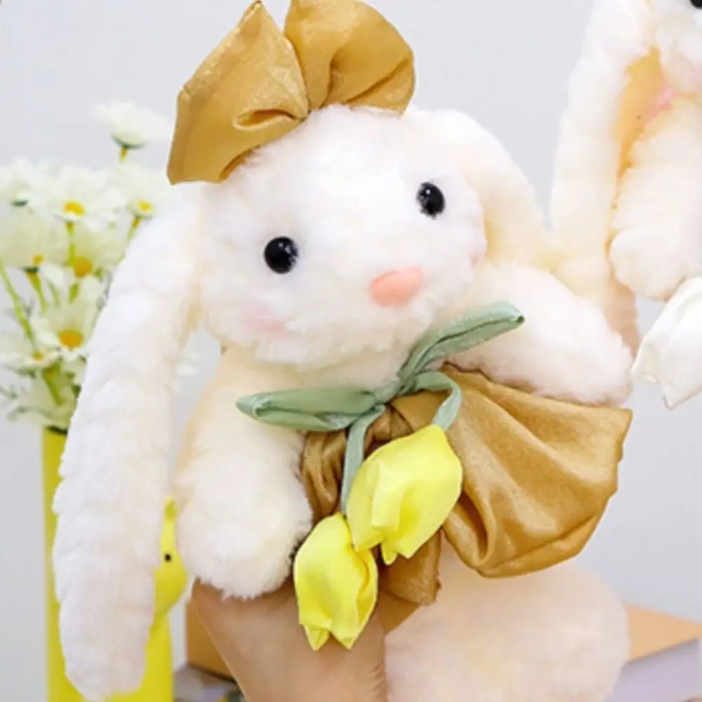 

Милая кукла-кролик с большими ушками, тюльпаны, галстук-бабочка, мягкие игрушки, кролик, мультяшный пушистый кролик, вечеринки по случаю дня рождения