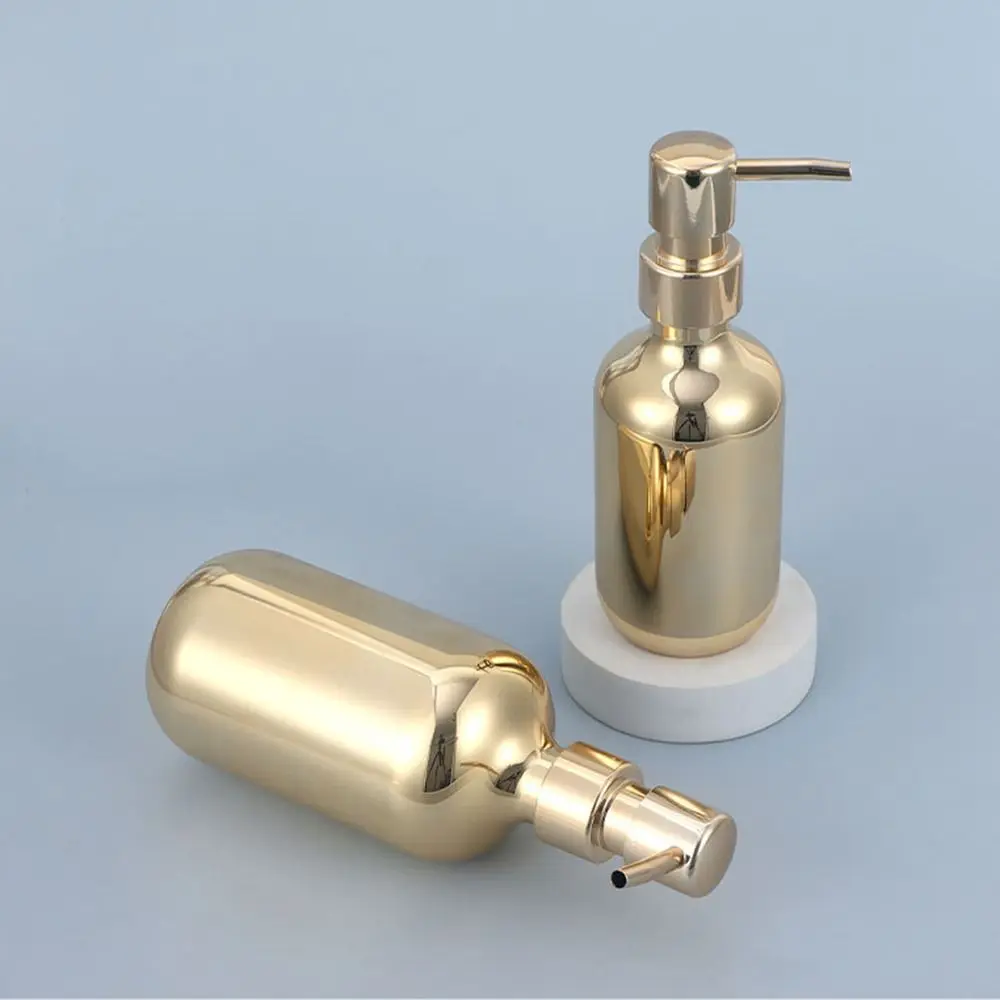 Durable Press Type Shampoo Bottle Electroplated Rustproof Soap Dispenser Simple PET Lotion Bottle Countertop