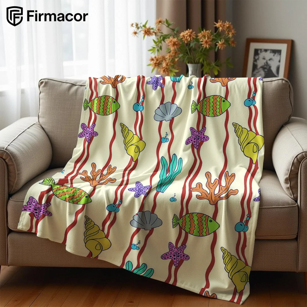 Ocean Marine Lightweight Microfiber Soft Christmas Fleece Blanket Warm Cozy Throw for Bed Sofa Office Travel All Season