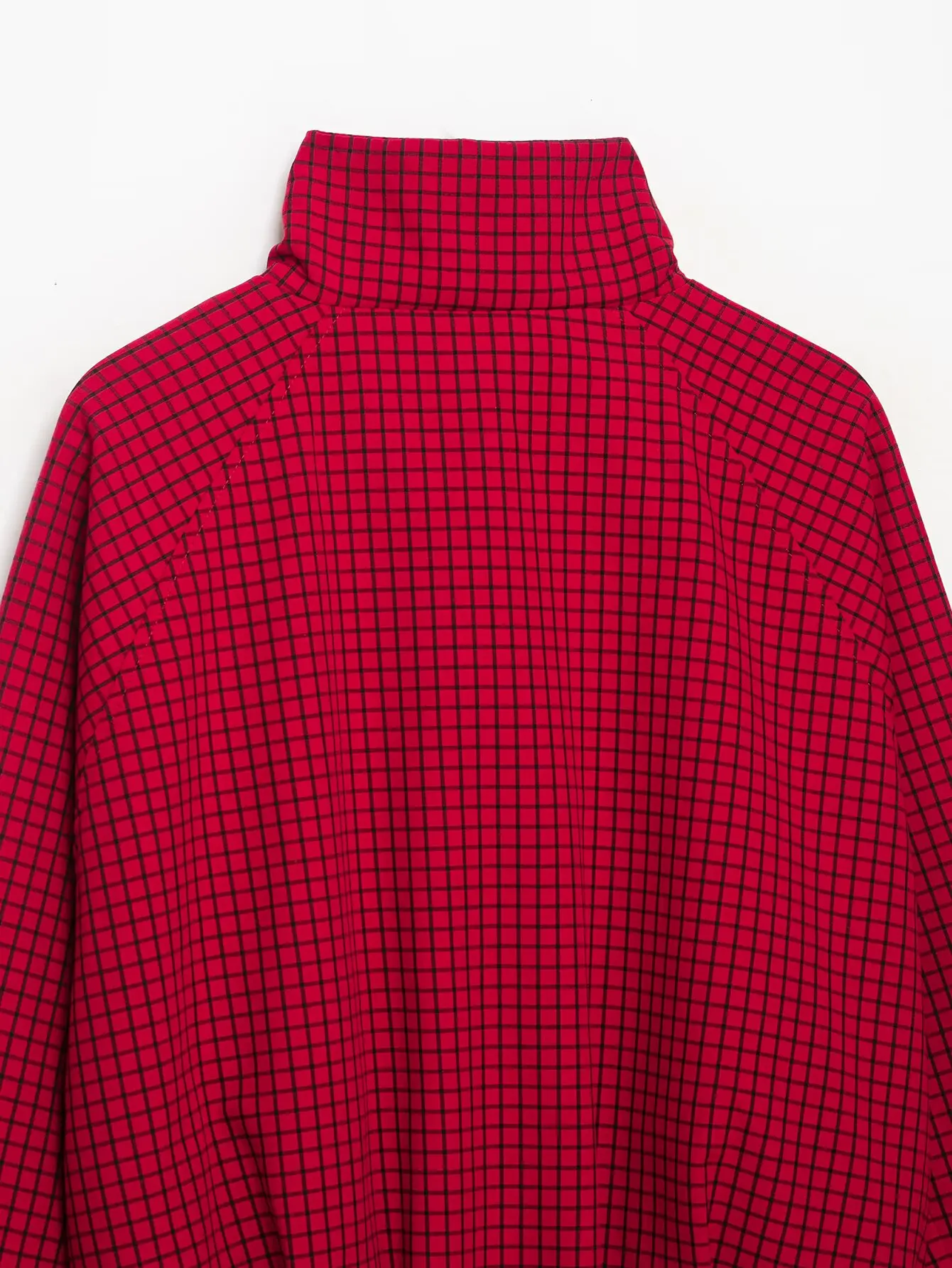 KONDALA Vintage Damen Pilotenjacken Rot Kariert Waffelstrick Stehkragen Lockerer Reißverschluss Langarm Streetwear Herbst Freizeitjacken – Detail 15