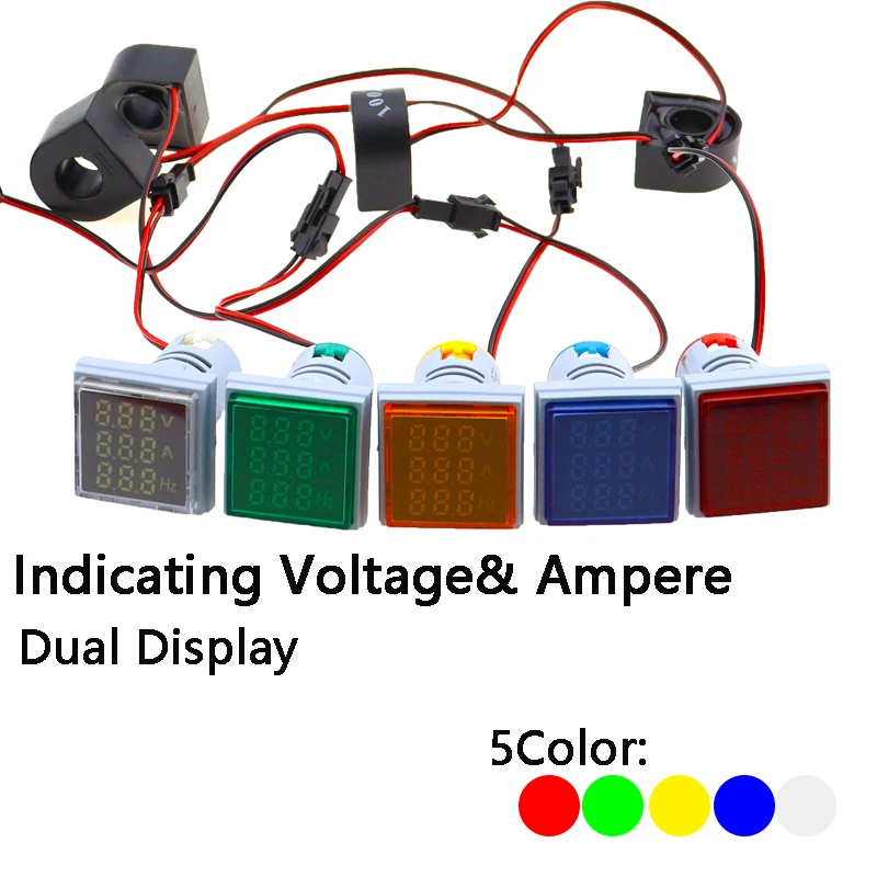 3 in 1 AC 60 ~ 500V voltmetro digitale amperometro Hz Hertz misuratore di frequenza indicatore di tensione di corrente Tester Amp luce di