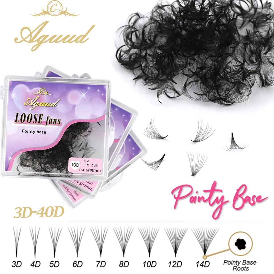 مراوح فضفاضة مصنوعة مسبقًا مدببة قاعدة Lashes3D 5D 6D 7D 10D 20D صناعة يدوية متوسطة نحيفة ضيقة الجذعية حادة فضفاض المشجعين الرموش ملحقات #1