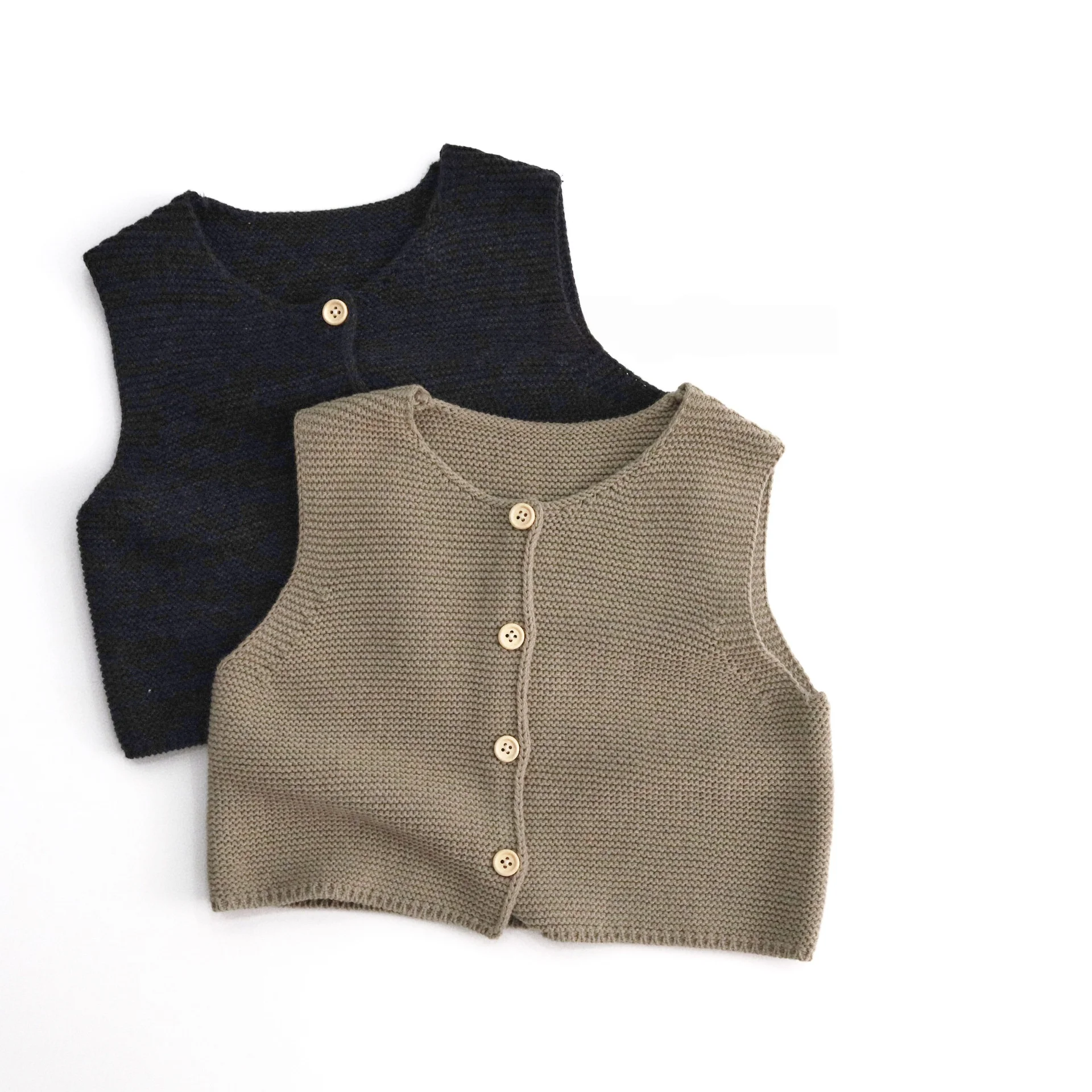 Kids Knitted Vest 2026 New Spring 1-6Y Children Solid Color Button Up Sleeveless Sweater Soft Fashion Girl Boy Clothes