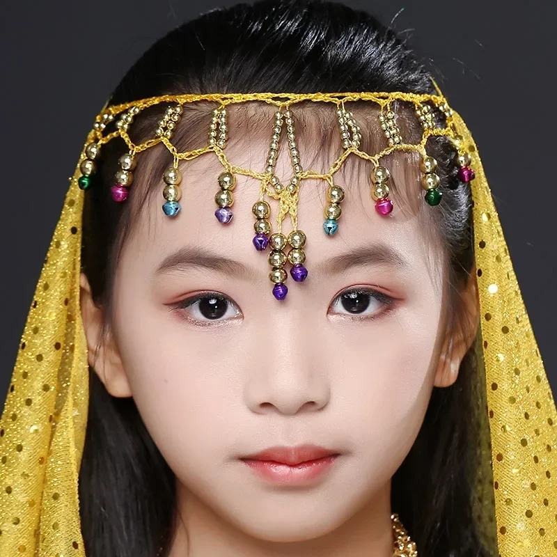 Costume de danse du ventre indien en mousseline de soie pour enfants, ensemble de 6 pièces pour spectacle d'halloween, tenues en tissu de danse pour enfants, 3 options de couleurs