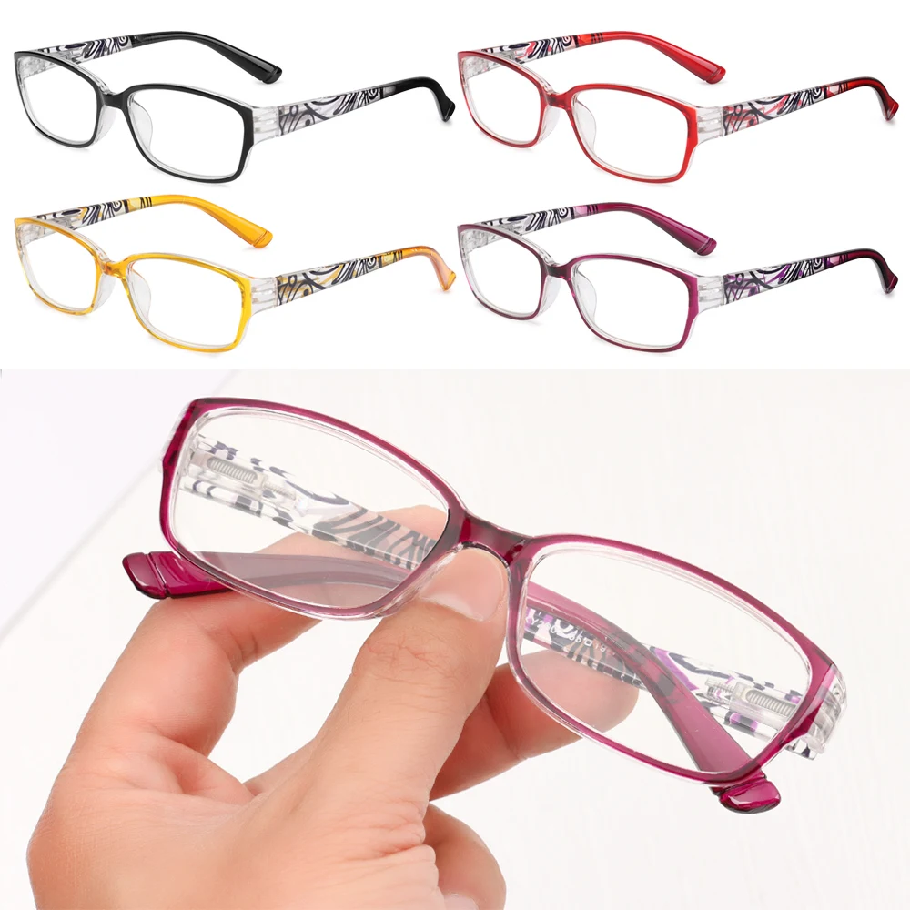 Women Fashion Flowers Pattern Anti-Blue Light Reading Glasses Urltra-Light Eye Protection Elegant Comfortable Eyeglasses