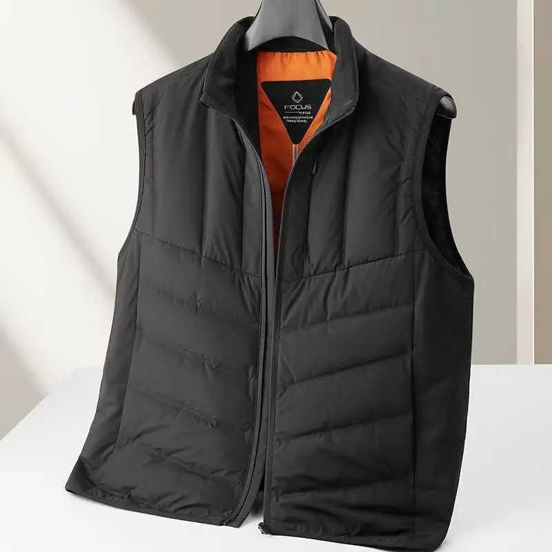 2025 Autumn/Winter New Men's Down Vest Fashion Design High Quality Luxury Business Sleeveless Shoulder Coat Stand up Collar