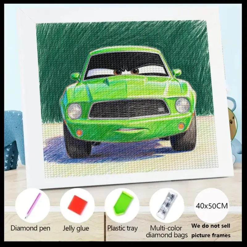 

1 шт. 5D DIY комплект алмазной живописи полная дрель зеленый мультфильм мускулистый автомобиль тема, блестящий большой драгоценный камень кристалл горный хрусталь художественное ремесло