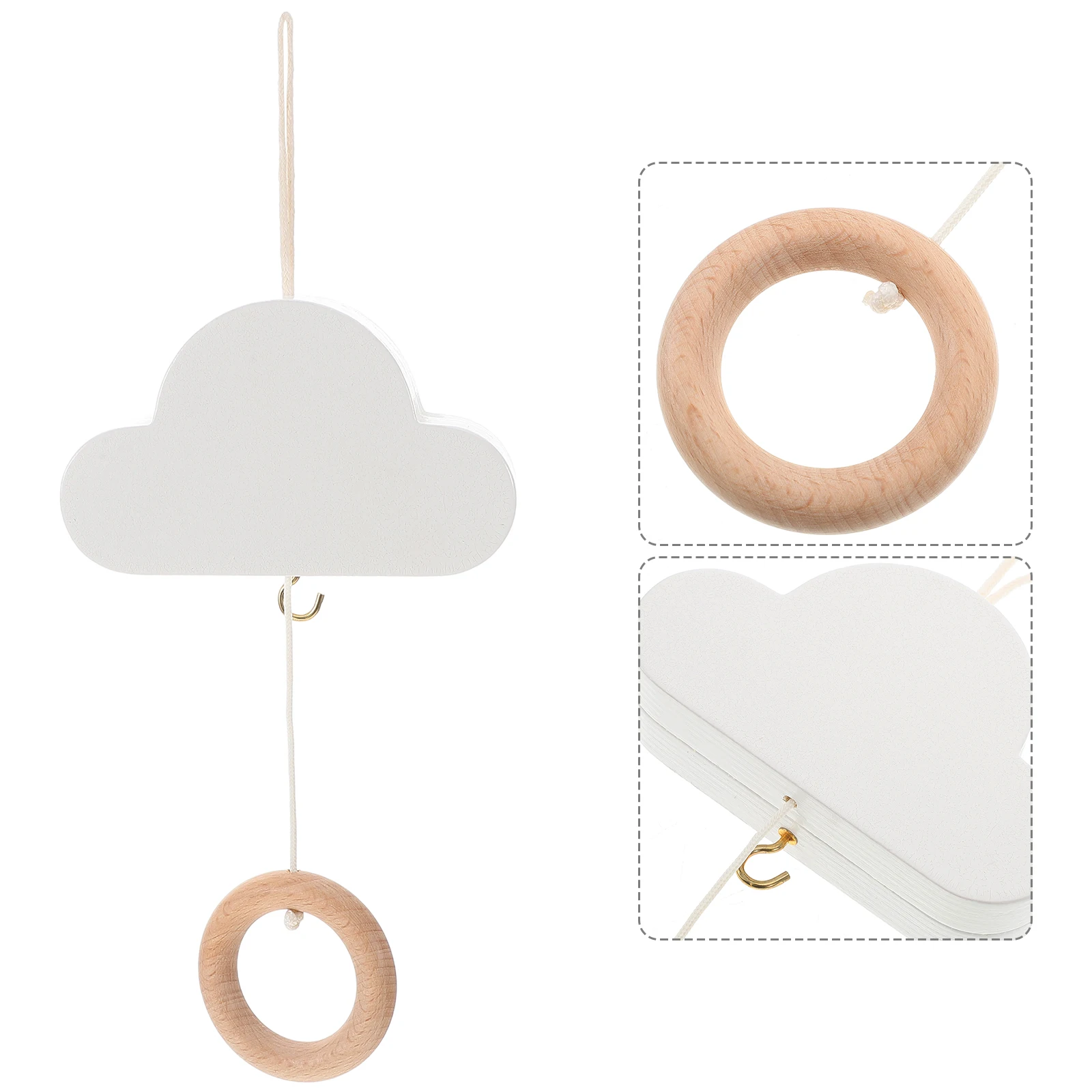 

Baby Crib Mobile Musical Nursery Hanging Cloud Bell Vintage Boho Room Decor Infant Bed Bell Lightweight Portable Outdoor Newborn