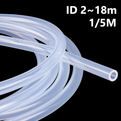 Tubo de goma de silicona de grado alimenticio de 1/5M, manguera de bomba de acuario, tubo de silicona Flexible transparente 2 4 5 6 7 8 9 10 12 14mm, manguera transparente