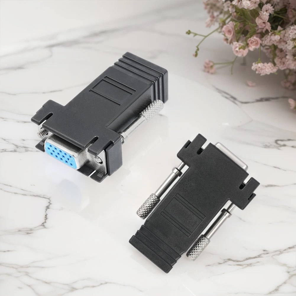 อะแดปเตอร์ DB15พินตัวเมียเป็น RJ45 8P ตัวเมียอะแดปเตอร์ VGA สำหรับ F RJ45 F ตัวขยาย VGA ไปยังสายเคเบิลอะแดปเตอร์เครือข่าย RJ45สำหรับพีซี