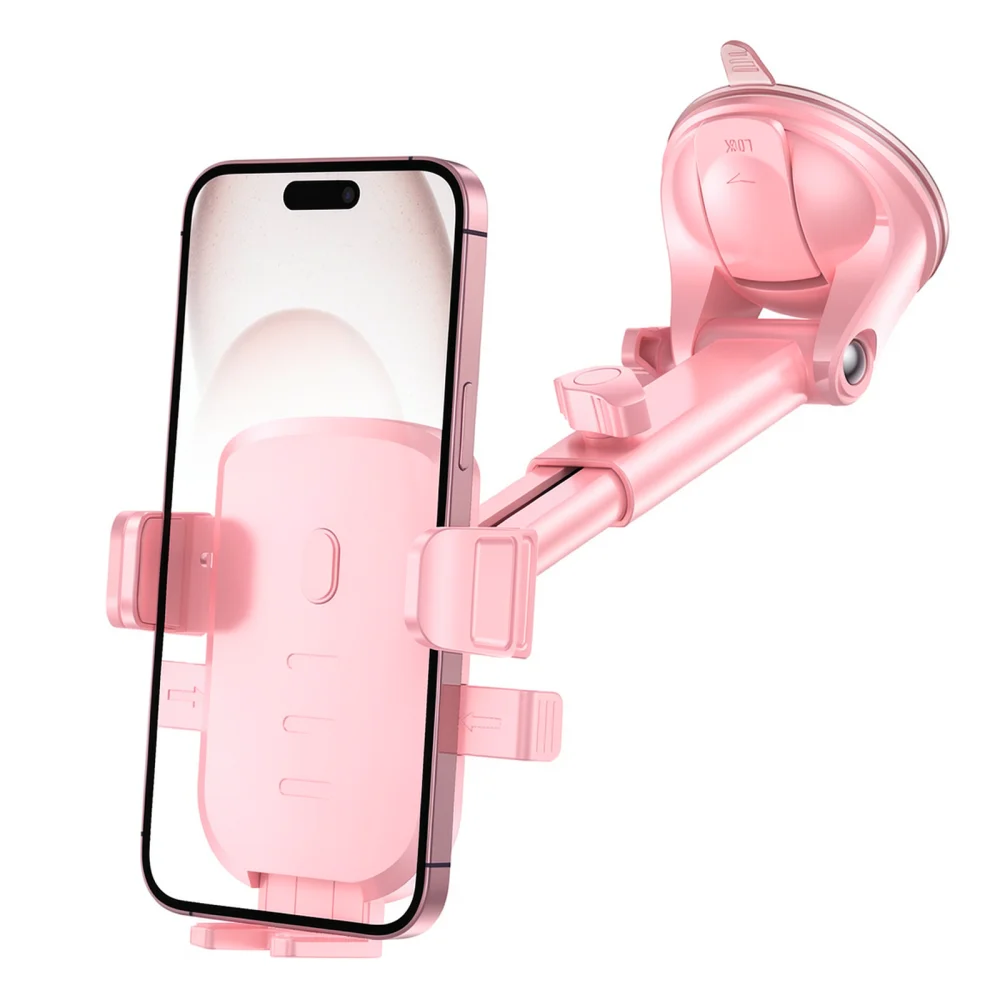 Pink Pink Universal Car Phone Mount Suction Cup Dashboard Stand Auto Locking Mobile Cradle Stable Navigation Support Tool - Aliexpress Deal