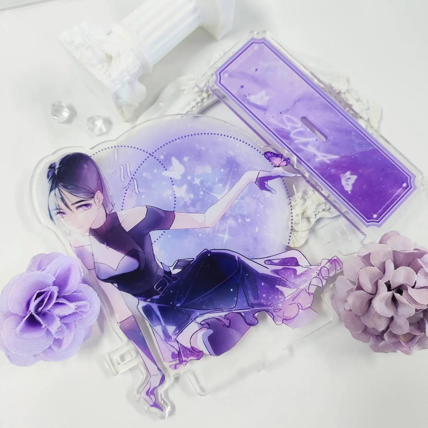 Alien Stage SUA Sitting Acrylic Standee Purple Starry Night Anime Game Figure Desktop Ornament Collection Model for Fans Gift