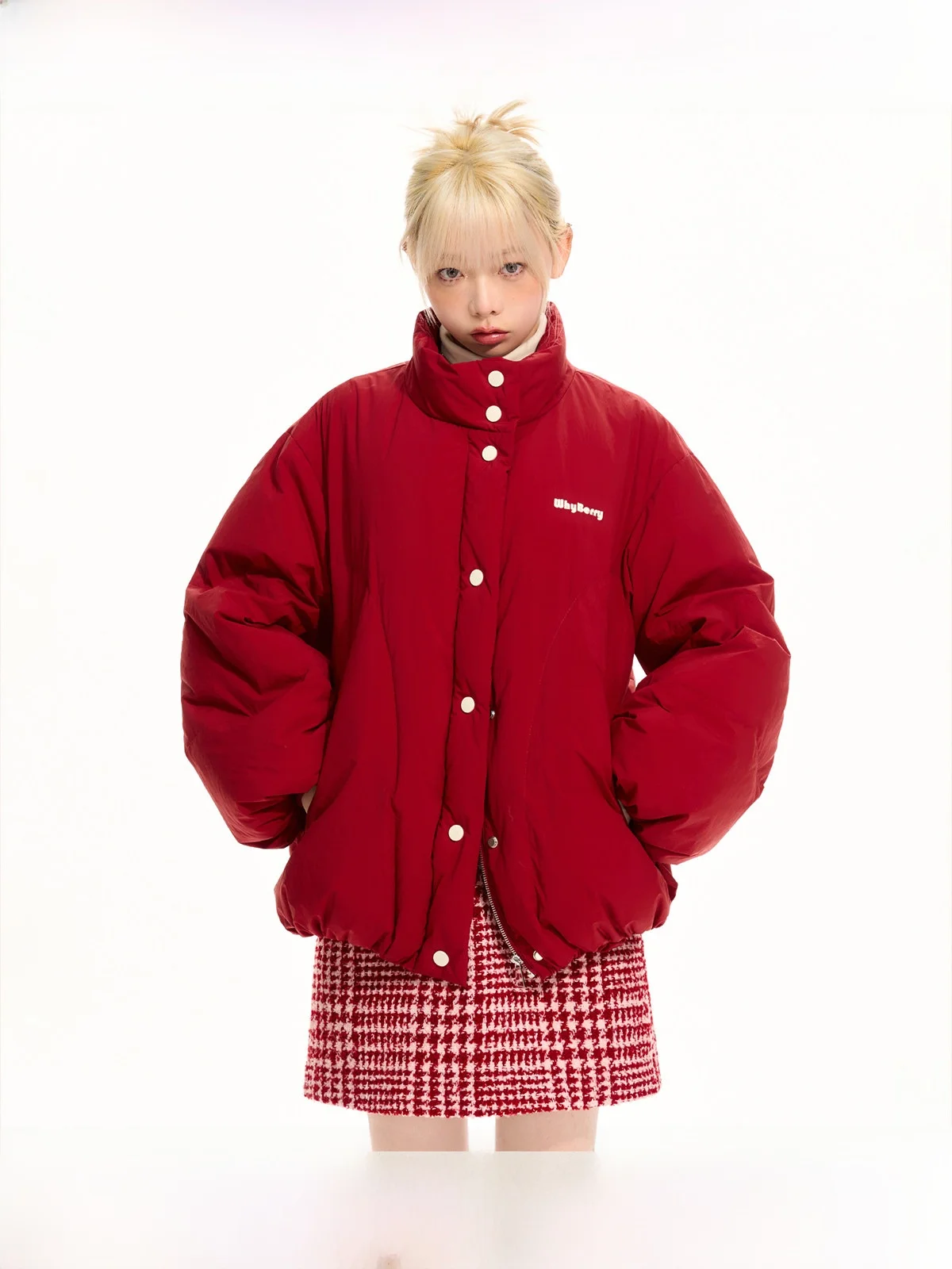 

WhyBerry Ultra-Light Puff Red down Jaet Thi Outerwear New Year ort Coat Warm Women's Commute Sle 90% down Lantern Sve