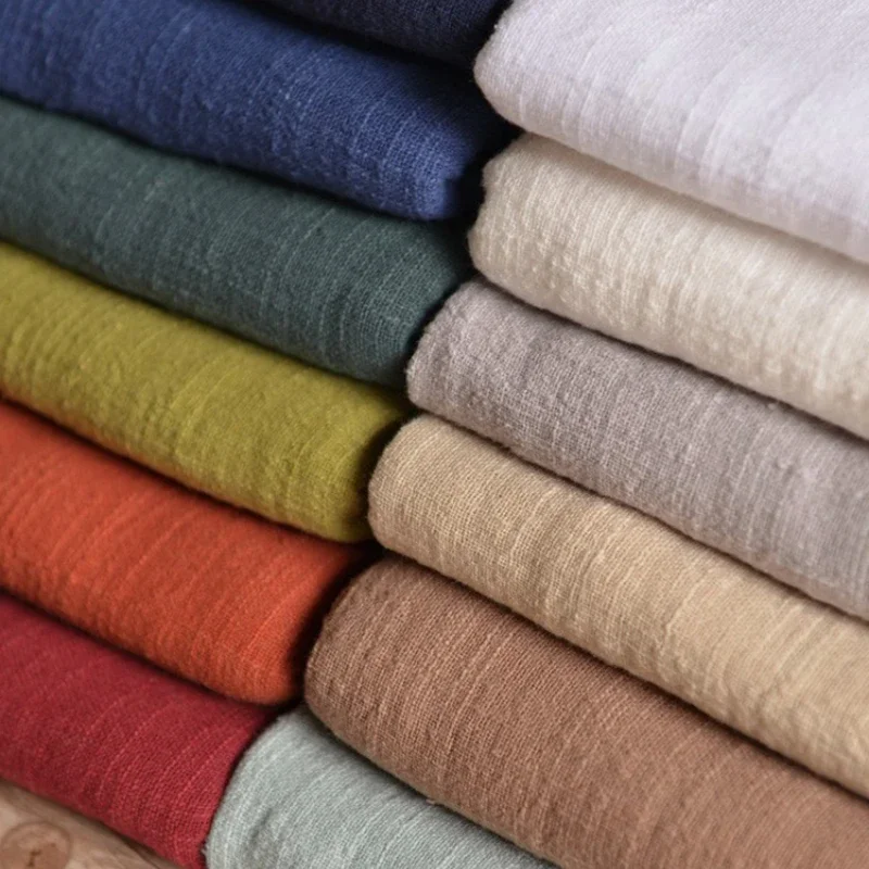 Slub Cotton Linen Material Fabric for Dress Clothing Soft Breathable Against Skin  Cloth Per Meter Apparel Sewing Diy