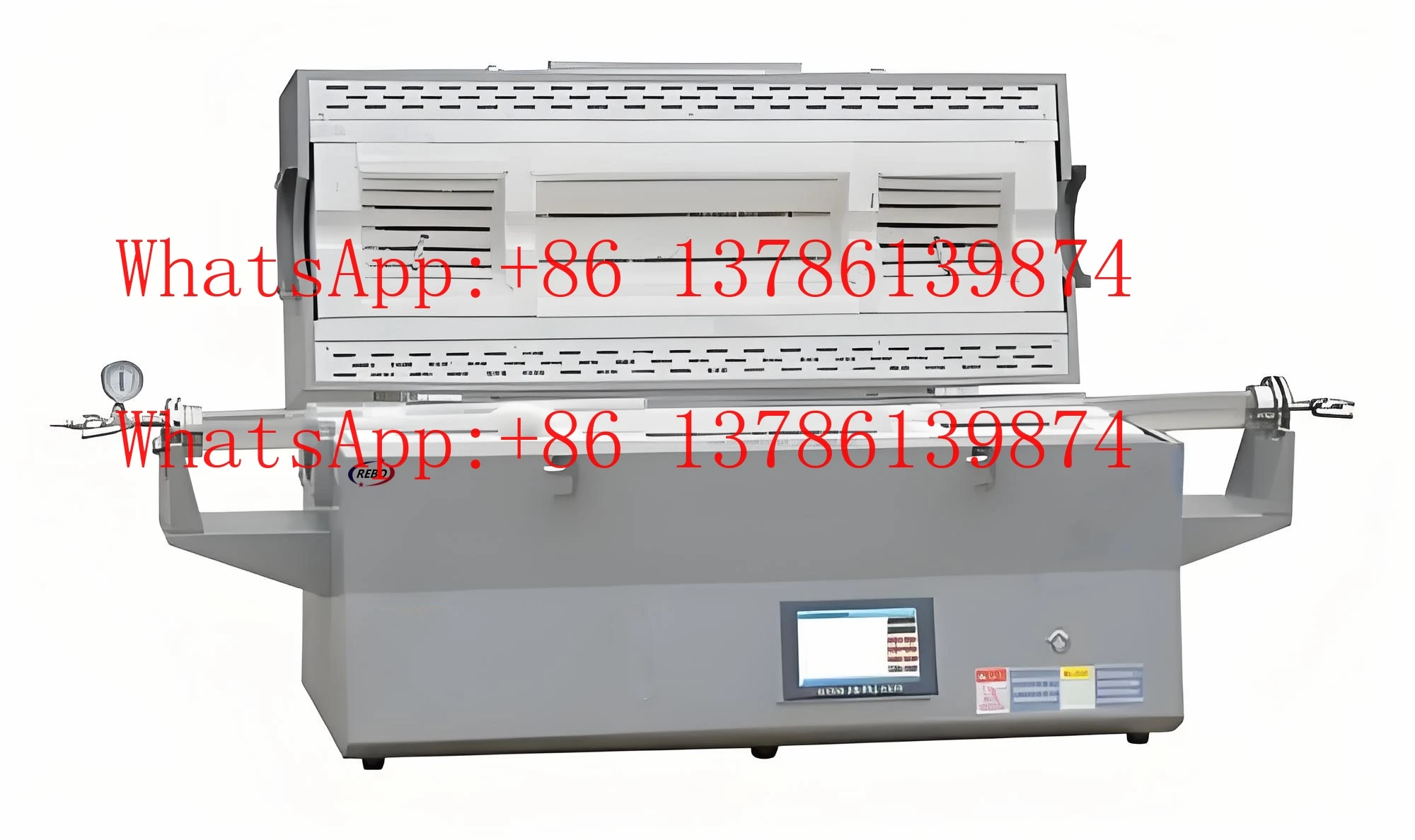 

Лабораторная двухзонная горизонтальная вакуумная атмосферная трубчатая печь 1200.C, трубчатая для углеродной многонагревательной очистки