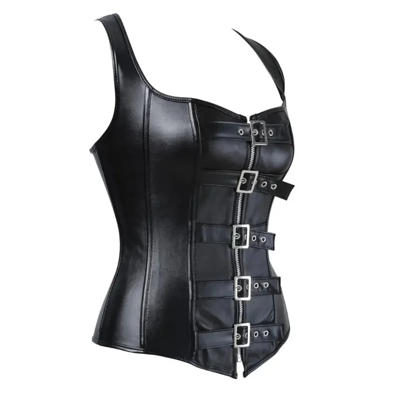 Leather Corset Woman Steampunk Bustier with Straps Goth Buckle Corsets Rockabilly Corsage Halloween Cosplay Costumes Plus Size