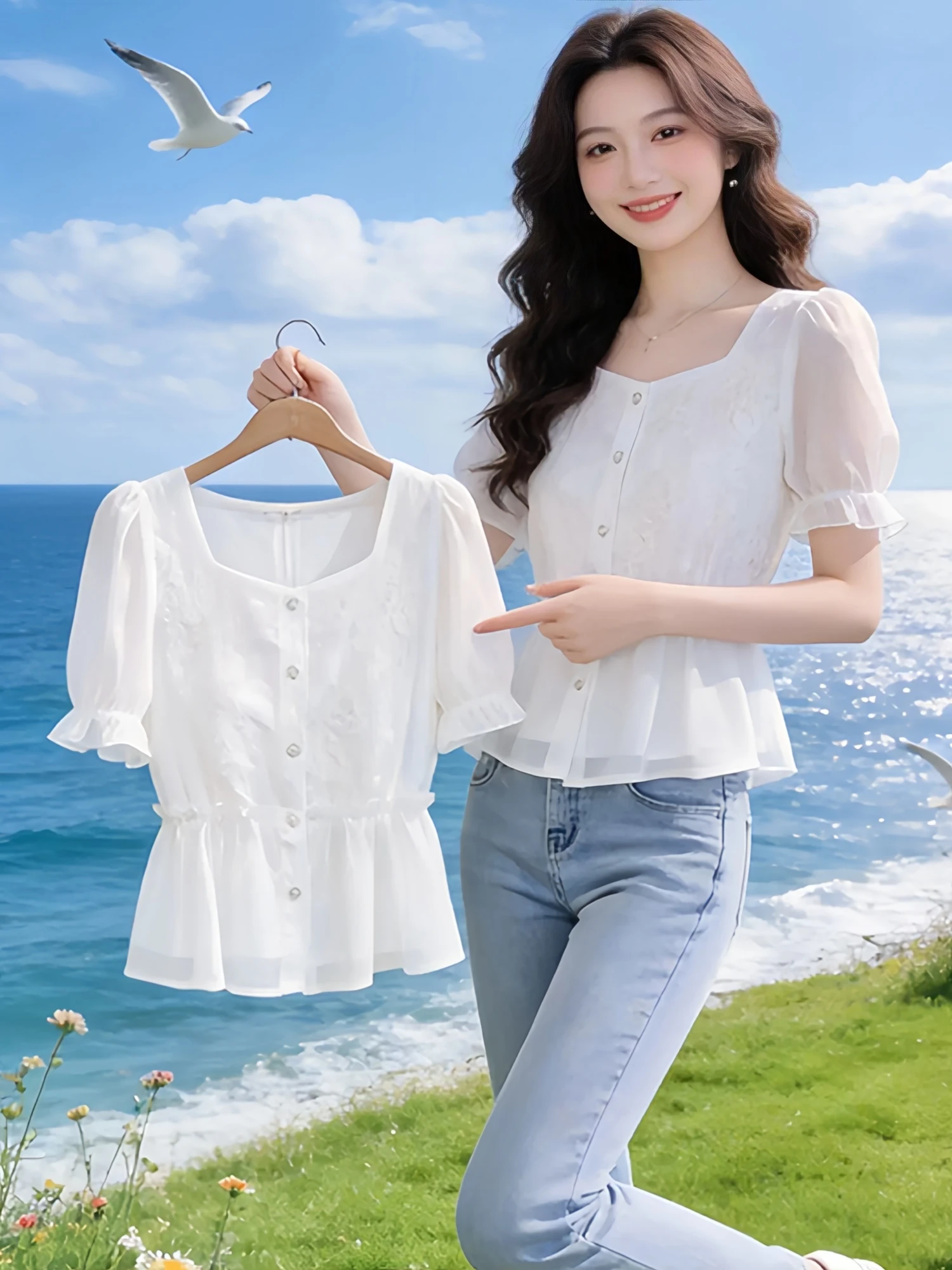 

Chic Short Sleeve Shirt Women's Gentle Atmosphere Style Summer New Arrival Anti-Aging Trendy Workwear Breathable Skin-Friendly