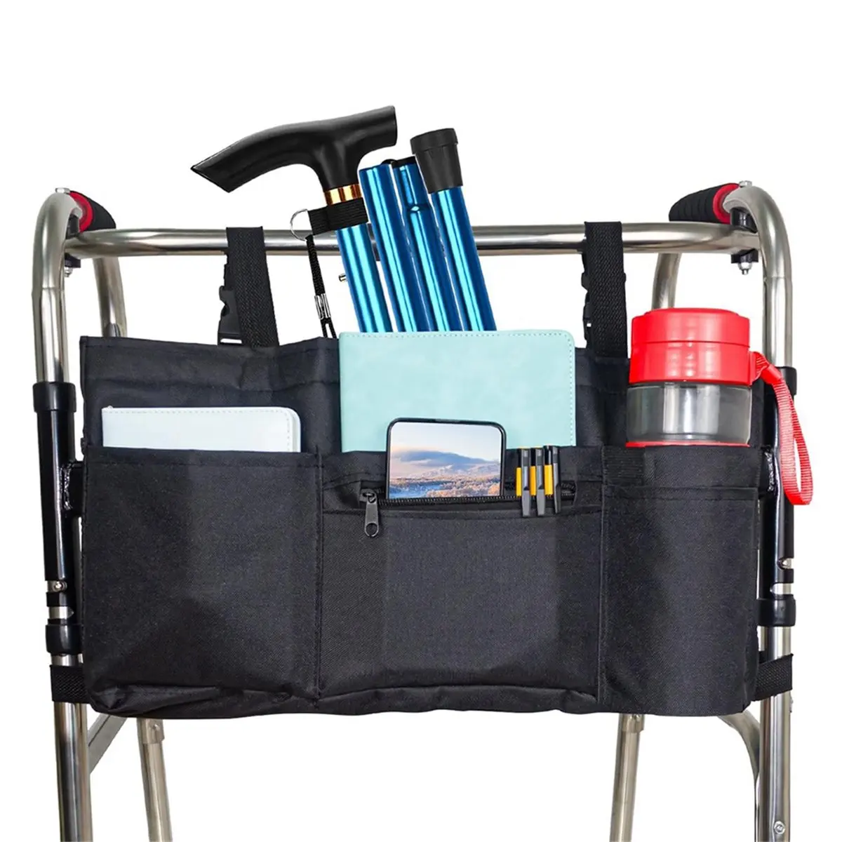A24I Walker Bag with Soft Cooler & Cup Holder,Walker Bags for Folding Walker,WalkerBaskets,Cup Holder for Walker