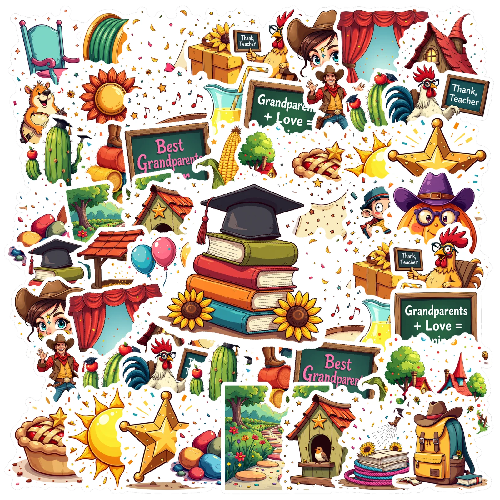 

35-150 шт. причудливые фермерские наклейки мультфильм ковбой забавные наклейки канцелярские наклейки для чемодана, багажа, ноутбука