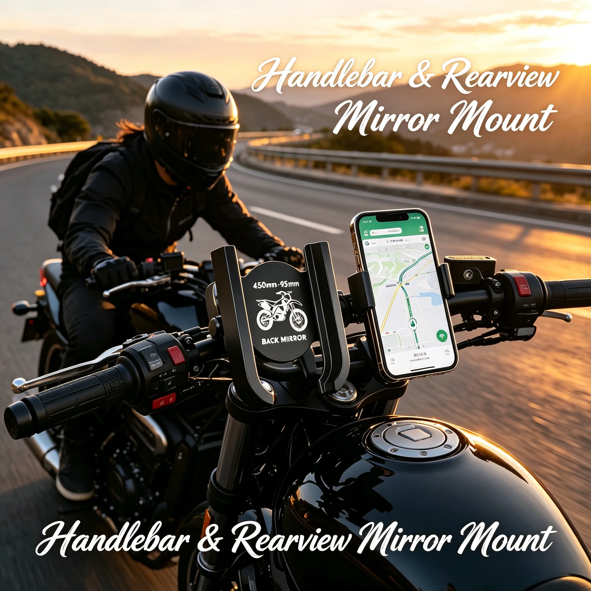 Motorcycle Phone Bracket Universal Rotatable Handlebar Rearview Mirror Mobile Phone Mount Shockproof Bike GPS Navigation Stand
