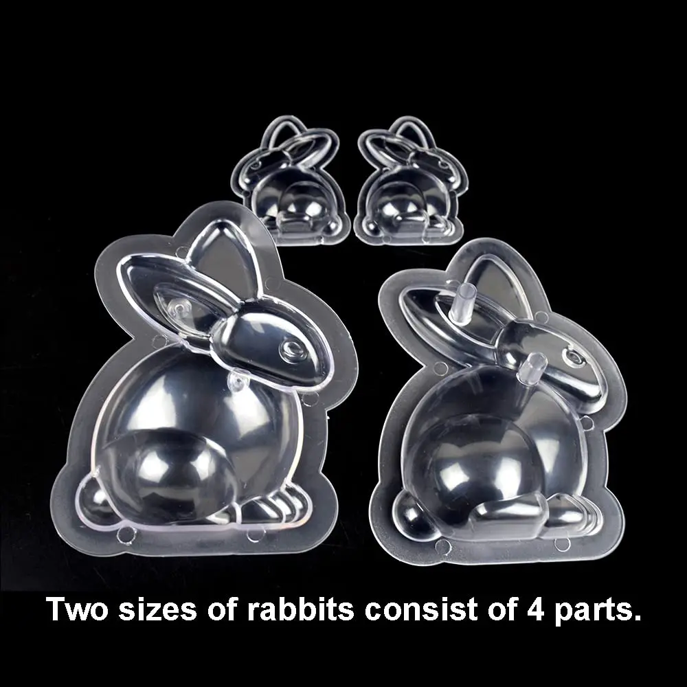 2Pcs/set 3D Rabbit Chocolate Mold Easter Bunny Shape Polycarbonate Chocolate Bonbons Candy Confectionery Baking Pastry Tools