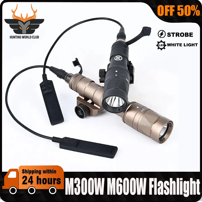 

WADSN M600 M300 Metal Flashlight Tactical M600W M300W LED Strobe White Scout Light Airsoft Hunting Rifle Accessory Fit 20mm Rail