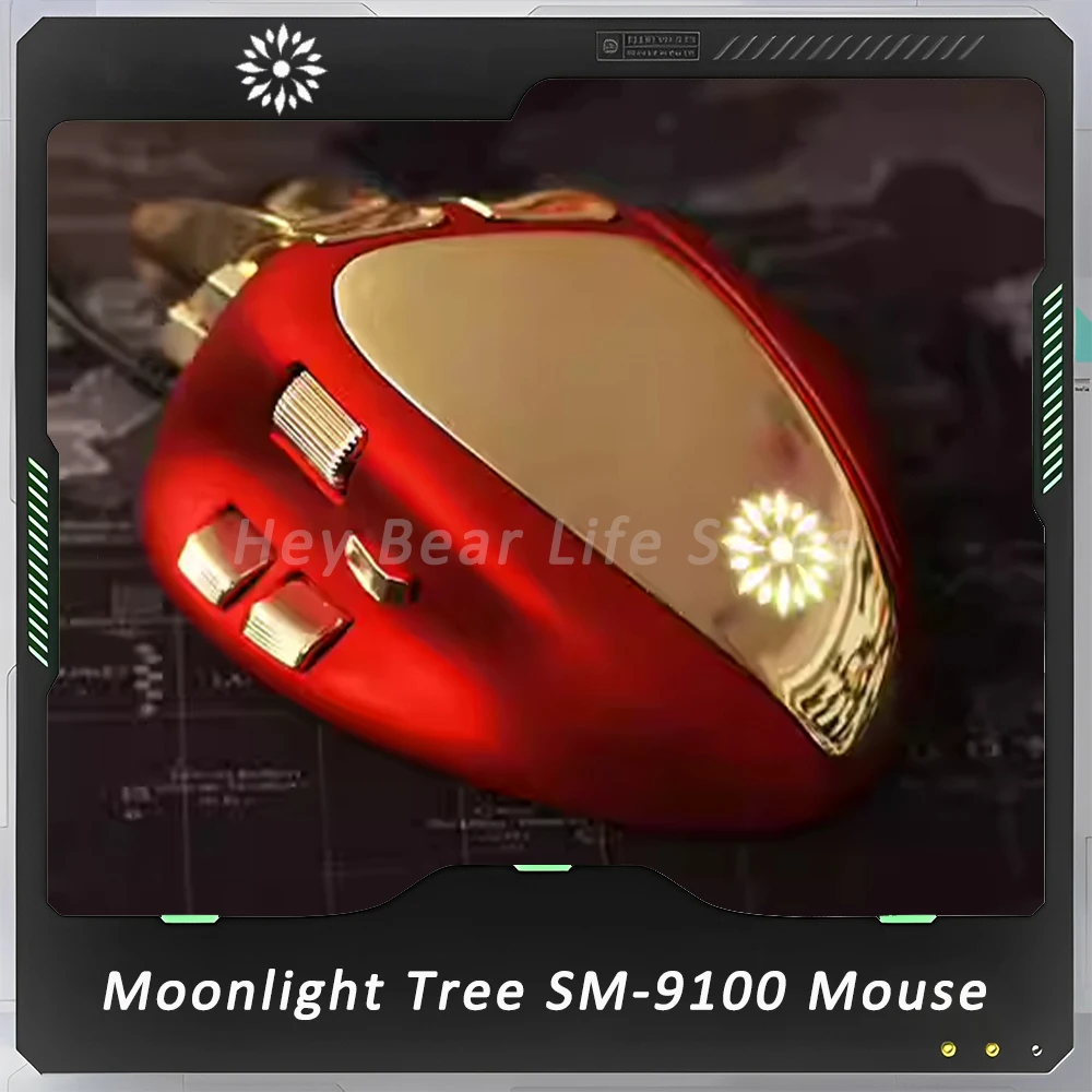 Moonlight Tree SM-9100 Mouse USB RGB 4000dpi Gaming Mouse Ergonomics Customize Mice Office E-sports Pc Gamer Accessories Gifts