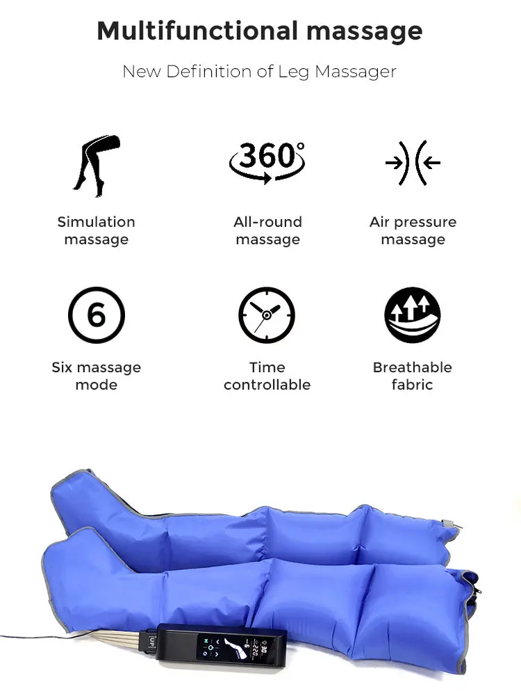 New Ce Foot Pressure Massage Device Machine Electric Recovery Compression Boots Full air Leg Massager