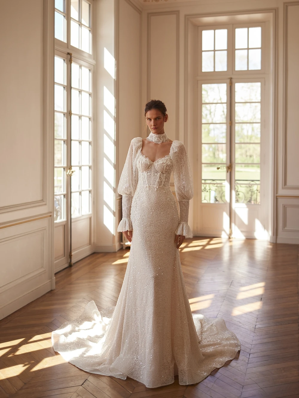 Nouveauté broderie perles dentelle robe de mariée chérie cou robe de mariée Appliques personnalisées robes de sirène pour la mariée