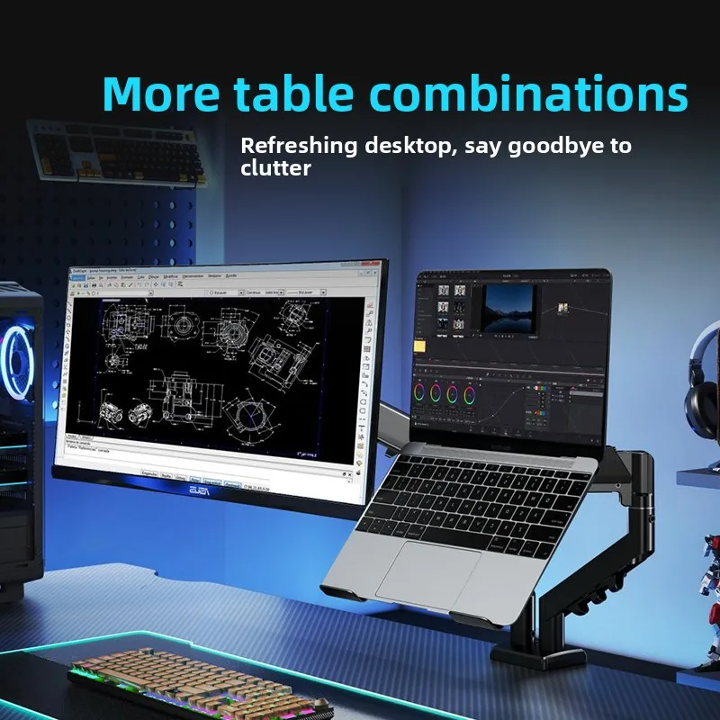 Dual Screen Monitor Stand,Laptop 2 in 1 Mechanical Arm,Lift Rotating Heightening Bracket,Office Computer Cantilever Supports