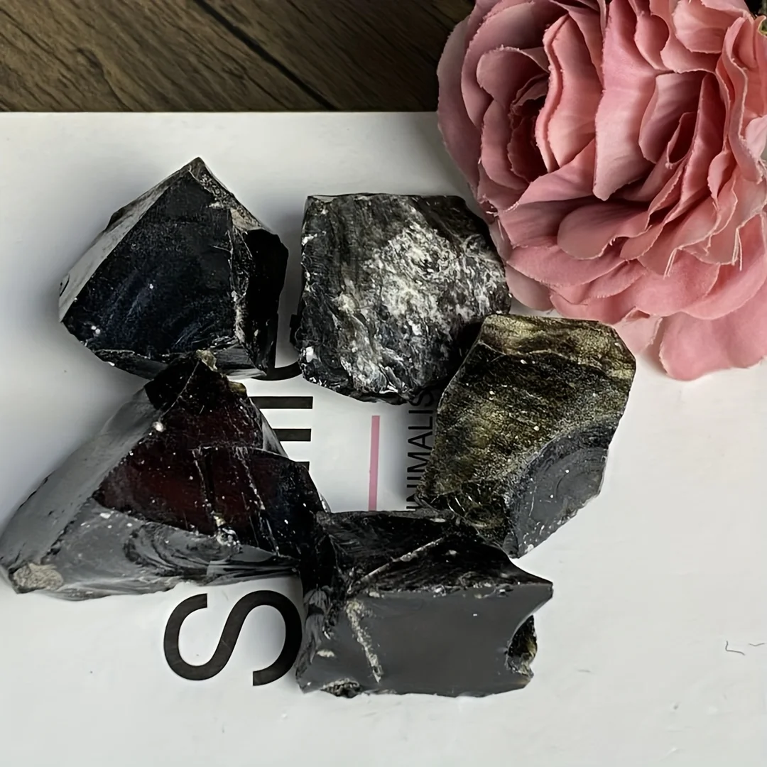 Natural Golden Obsidian Raw Stone with Natural Sheen - Tumbled Glass Suitable for Jewelry Making, Bulk Raw Crystal for Mineral