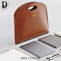 Borsa per laptop con iniziali personalizzate dal design di lusso Ufficio aziendale Valigetta in pelle PU di grande capacità Borsa per notebook sottile moda donna