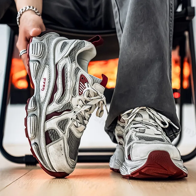 

2025 Autumn New Niche Design Men's Thick Sole Casual Shoes Mesh Breathable Comfortable Versatile Fashion Low Top Chunky sneakers