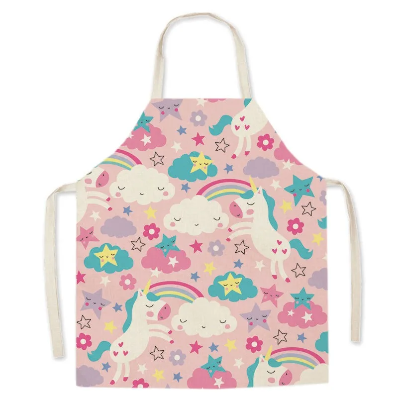 Rainbow Unicorn Linen Apron Kitchen Anti-Stain Apron Children's Sleeveless Home Men's Cooking Cooking Bib