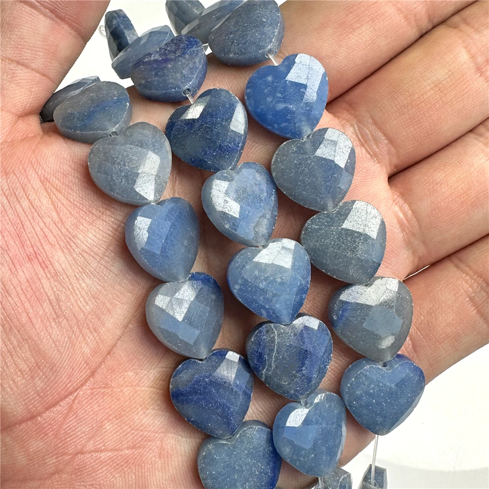 15MM Faceted Heart Shape Beads Natural Stone Bead Aventurine Labradorite Amethysts Lapis Charm for Handmade Jewelry Making DIY