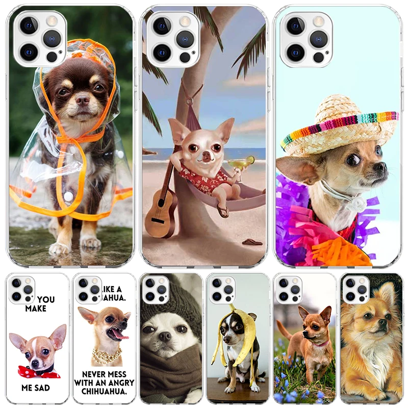 Chihuahua Puppy Teacup Dogs Phone Case For Apple Iphone 11 12 13 Mini 14 15 16 Pro Max 7 Plus X XS XR SE Art Customized Coque Ca