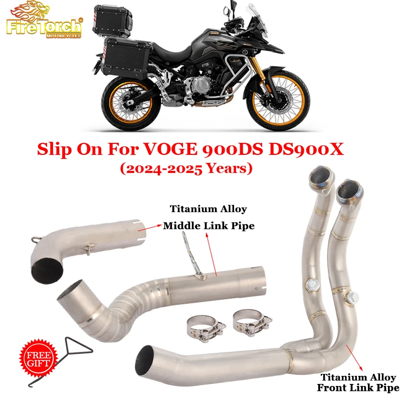 

For VOGE 900DS 900 DS DS900X DS900 X 2024 2025 Slip On Motorcycle Exhaust System Escape Front Middle Link Pipe Connecting 51mm