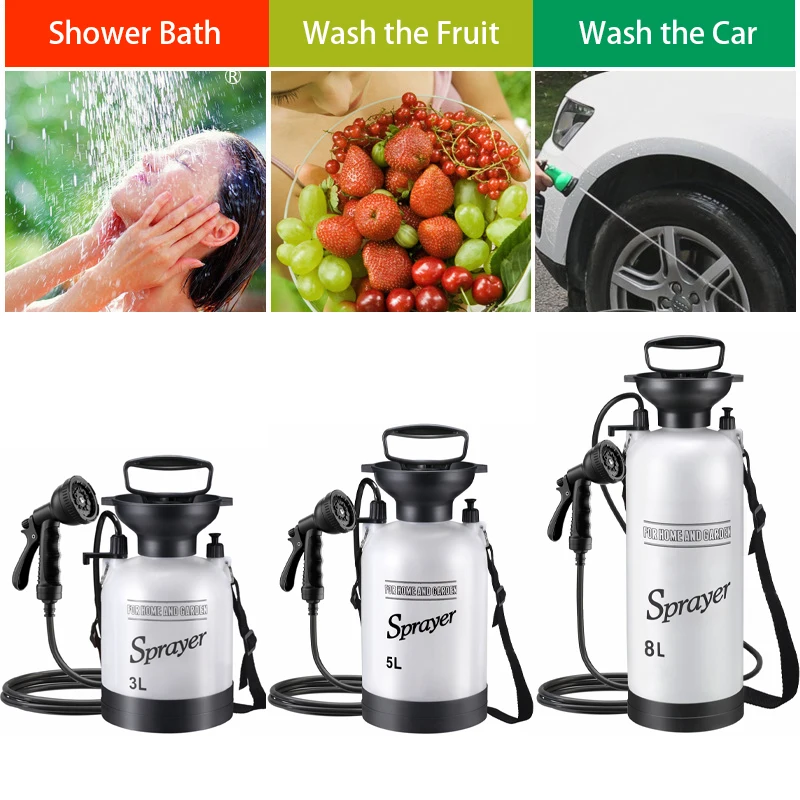 

3/5/8L Car Washing Water Gun,Multipurpose Manual Shower Pump for Camping Beach,Portable Outdoor Garden Flower Watering Equipment