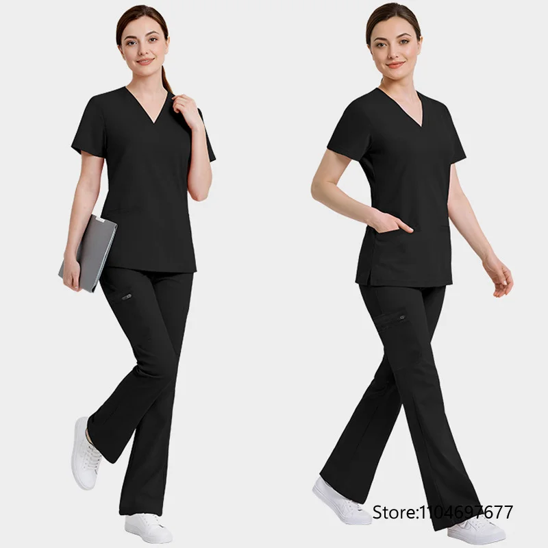 New Hospital Doctor Workwear Unisex Surgery Top+Pants Women Medical Nurse Uniforms Dental Nurse Scrub Set Lab Work Clothes Suits view 2