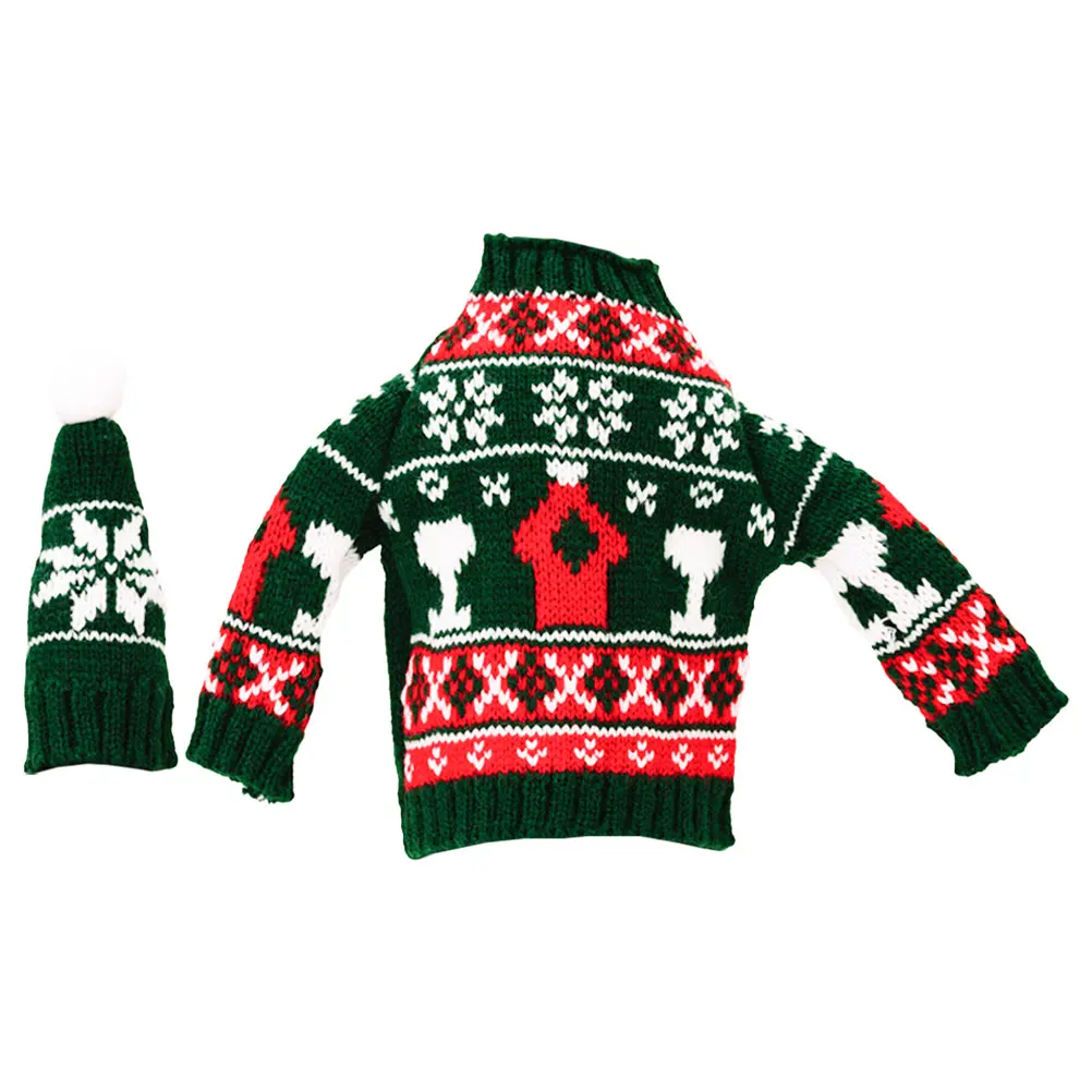 

1 Set Wine Bottle Cover Christmas Knit Clothes Decor For Party Xmas Decoration Reusable Holiday Accessory Lovely