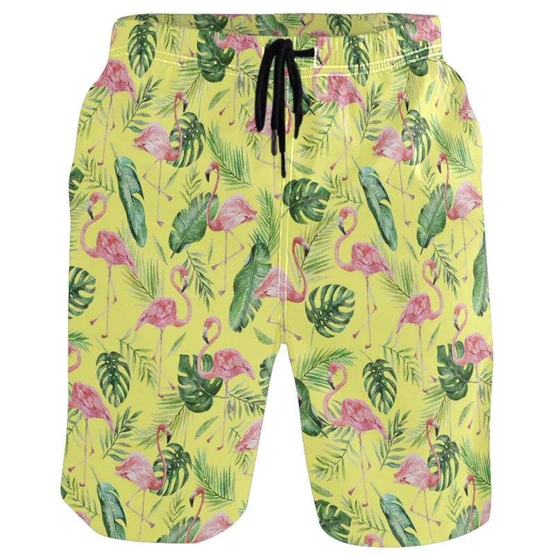 Sunflower Lemon Flamingo Beach Shorts For Men 3D Printed Hawaiian Swim Trunks Summer Vacation Board Shorts Kids Short Pants