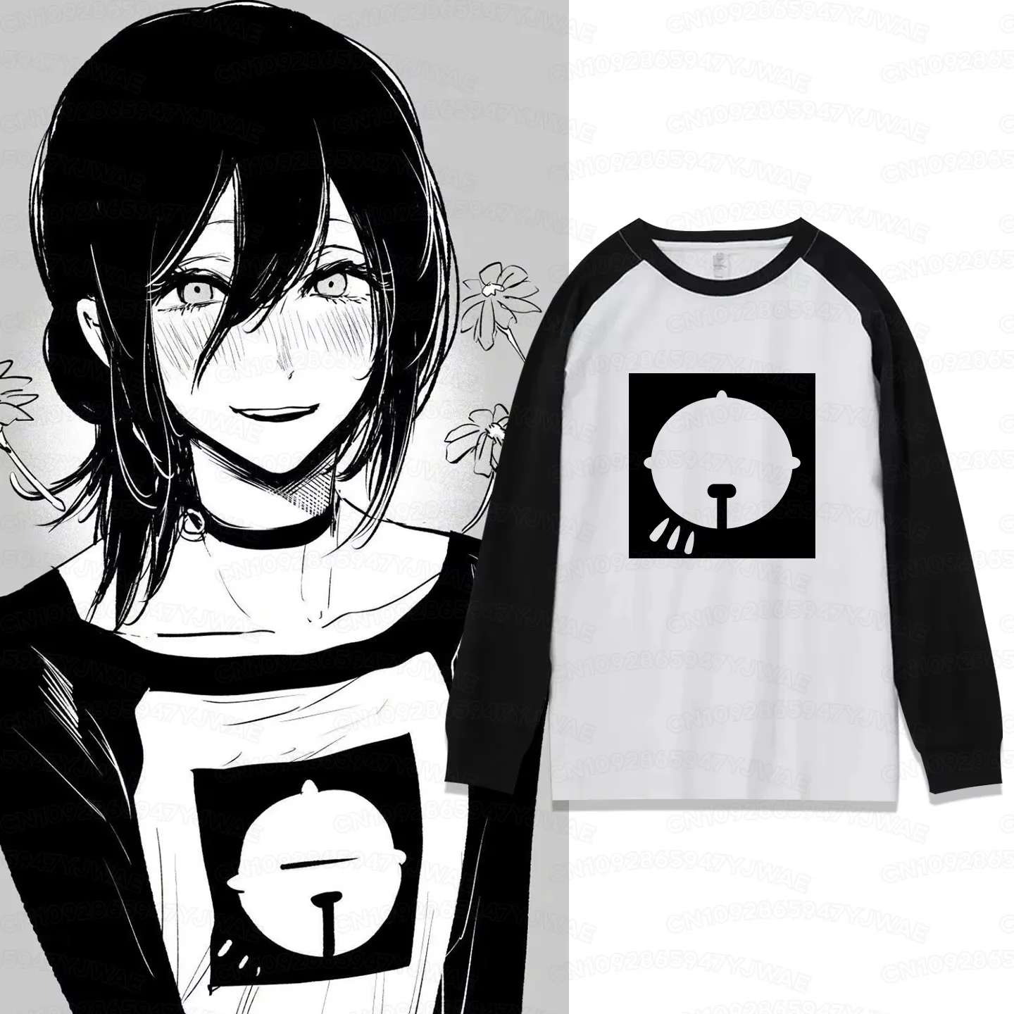 Herren Damen Kleidung Anime Reze Langarm T-Shirt Cosplay Übergroßes Vintage Chainsaw Japanisches Manga Tee Kleidung Harajuku Y2k Top – Detail 3