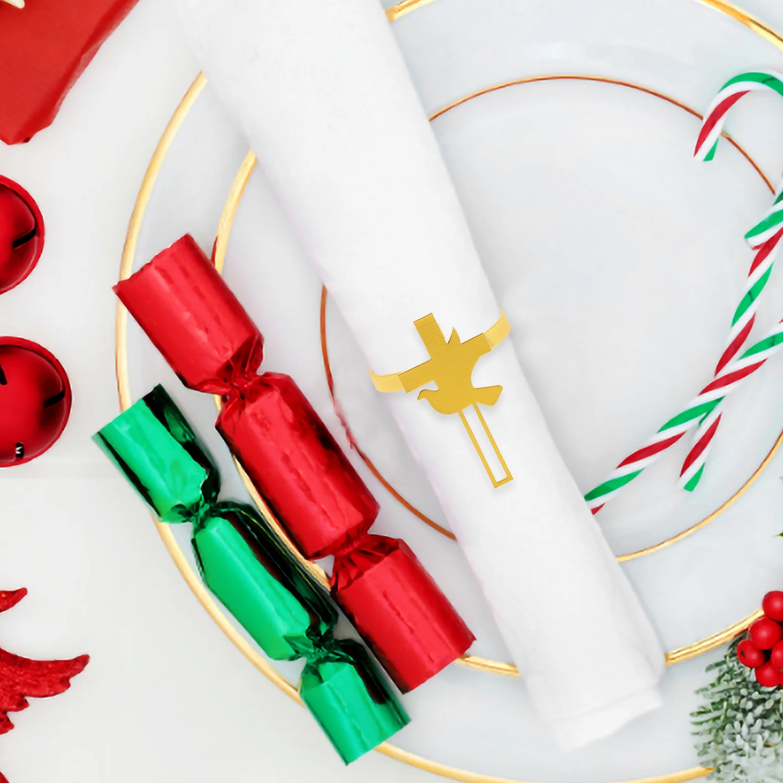 

6Pcs Napkin Rings Peace Dove Decorative Metal Holders for Festivals Weddings Hotels Table Decoration