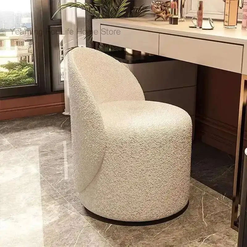 

Dressing Nordic Luxury Simple Stool Makeup Light Chair Bedroom Home with Backrest Rotatable Makeup Stool Shoe Changing Stool