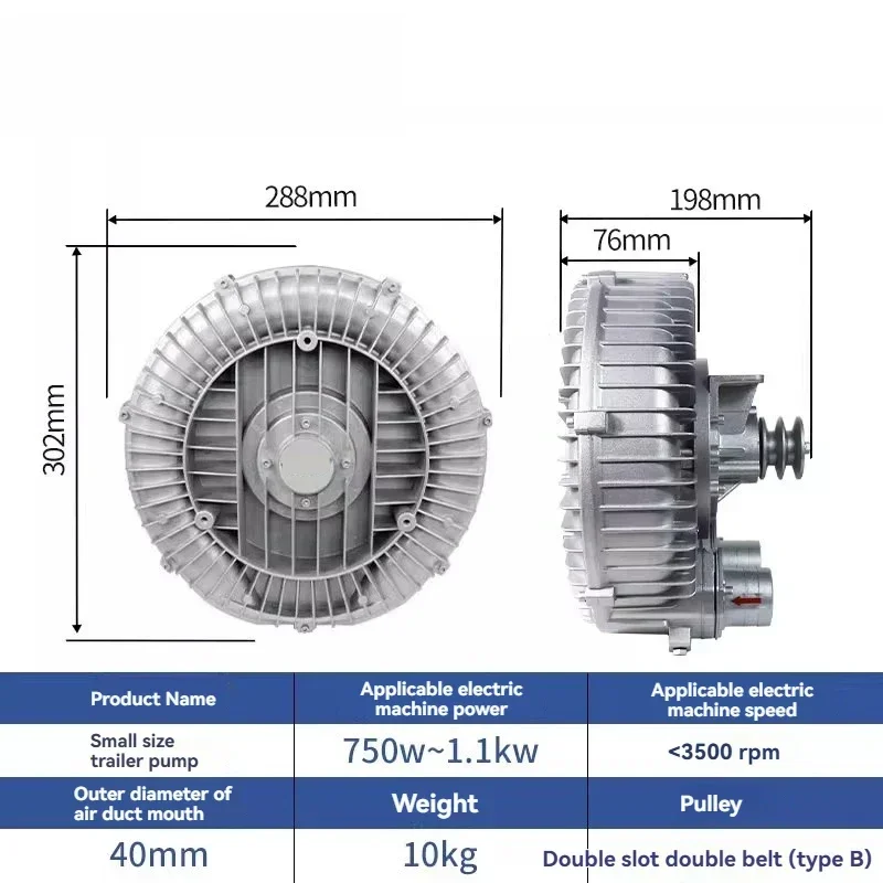 1PC 24V 48V 60V High-pressure Vortex Fan Pulley Drags The Pump To Drive The Oil-free Dual-purpose Unpowered Vortex Air Pump