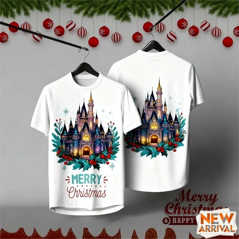 Men's and Women's Snowman Elf Christmas Tree Pattern 3D Printed T-shirt Casual Round Neck Top Short Sleeve Loose Breathable Top